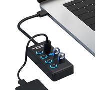 saibunratus - Extensor de puerto USB, adaptador de ordenador, divisor USB con 4 interfaces, cargador multipuerto multipuerto multifuncional para teléfono móvil, disco duro, tableta