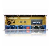 Saichotoy Vitrina para Hot Wheels: estacionamiento apilable para coche de juguete a escala 1/64, almacenamiento de tablero de espuma para camiones monstruos con luz LED y cubierta acrílica, tienda de