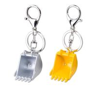 SaiDian 2 llaveros únicos de cubo de excavadora de metal, gancho de cubo de metal, accesorios geniales para llaves de coche, dijes divertidos para mochila para hombres, Amarillo, Medium