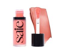Saie Blush Dew - Blush Light Liquid con un acabado en crema mezclable y edificable - Tinte de mejillas rocío con aplicador de maquillaje Doe Foot Wand - Rubor coral