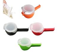 SAIFEIS Bag Clips with pour spout, Snack Clips That Pour, Seal and pour Bag Clip, Reusable Plastic Cap Sealer Clips, for Organizing and Storing Food in The Kitchen (4PCS-F)