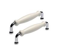 SaifFe 2 Uds Pomos Y Tiradores de Puerta Tiradores de Lazo, Tiradores de Cerámica para Armario de Madera, Cajón, Tiradores de Armario para el Hogar/Chrome/Hole Distance 128Mm/5In