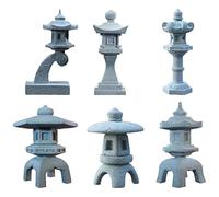 Saihisday 6 Piezas decoración asiática en Miniatura, Estilo de Linterna Japonesa, Estatua de Pagoda China para Peces, Acuario, Adornos, decoración, bonsái, Kit de Paisaje de Roca Micro