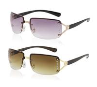SAIIURV 2 Paar Gafas de Sol Mujer Hombre Grandes Gafas Cuadradas Fashion Gafas de Sol Polarizadas, Protección UV400 Retro de Conducir Gafas para Viajes Playa al Aire Libre Conduciendo (2PCS)