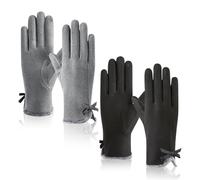 SAIIURV 2 Pares de Guantes de Invierno para Mujer, Guantes de Pantalla táctil para Mujer, para Enviar Mensajes de Texto, esquí, Deportes al Aire Libre (Gris, Negro)