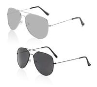 SAIIURV 2 Pares Gafas de Aviador de Piloto de Policia para Niños Polarizadas Gafas de Sol Estilo Militar Retro Infantiles de Fiesta, Accesorios de Disfraces para Festivales Carnaval Cosplay