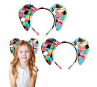 SAIIURV 2 Pcs Diadema Orejas de Animales para Niños, Diadema de Elefante con Orejas, Conjunto de Cosplay Animales Orejas de Elefante, Disfraz de Elefante Accesorios para Fiesta Cumpleaños Festivales