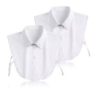 SAIIURV 2 Piezas Cuello Falso Desmontable Elegante para Mujer, Falsa Media Camisa Blusa Cuello, Blusa Media Cuello Desmontable y Decorativo, Camisa con Cuello Falso, Versátil para Ocasión (Blanco)