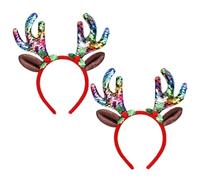 SAIIURV 2 Piezas Diademas de Navidad, Cornamenta o Diadema de Reno/Alce, Ciervo Traje Tocado Diadema, Diadema con Cuernos de Ciervo, para Carnaval Disfraz Fiesta Temática Halloween Cosplay (Arcoíris)