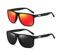 SAIIURV 2 Piezas Gafas de Sol Polarizadas Hombre Mujer UV400 Protección, Gafas Polarizadas, Objetivos de Alta Definición, Lentes de Sol para Hombre Conducir Running Pesca Viajes (Negro, Naranja)