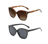 SAIIURV 2 Piezas Gafas de Sol Polarizadas Retrospectivo para Hombres y Mujeres, Cuadradas Protección UV400 Unisex Gafas de Sol para Conducir Playa Golf Ciclismo Senderismo (Negro, Marrón)