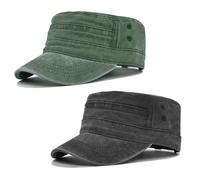 SAIIURV 2 Piezas Gorra Unisex de Estilo Militar con Visera y Cierre Ajustable, Algodón Casual, Cómoda Gorra (FR/ES, Letras, Talla única, Negro, Verde)