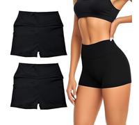 SAIIURV 2 Piezas Pantalones Cortos de Deporte para Mujer Pantalon Corto Deporte Mujer, (FR/ES, Letras, Talla única, Regular, Regular, Negro)