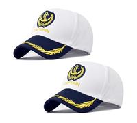 SAIIURV 2 Piezas Sombrero de Capitán, Ajustable Gorra de Marinero, Sombrero de Capitán de Yate Gorra de Barco Marinero, Accesorios de Disfraz para Fiestas en Yates y Juegos de Rol (Blanco) (Blanco)