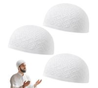 SAIIURV 3 Piezas Gorro de oración para Musulmanes Cototn Kufi Taqiyah Takke, Gorras de Calavera para Hombre, Gorras de oración Musulmanas, Sombreros Kufi para Hombre