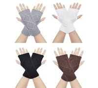 SAIIURV 4 Pares Guantes sin Dedos, Mitones Mujer, Guante Abrigadores para El Hogar, Invierno Guantes Tejidos Cálidos Trabajar Correr Ciclismo Conducir, para el Clima Frío al Aire Libre (Multicolor)