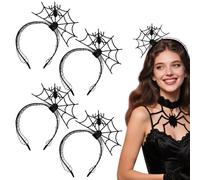 SAIIURV 4 Piezas Diadema de araña para mujer, Diadema De Halloween, Diadema de Telaraña, Diadema de araña Tocado de Fiesta de Halloween, para carnaval, fiesta temática, halloween