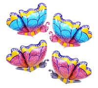 SAIIURV 4 Piezas Globos de Mariposa, Globos de Papel de Aluminio de Mariposa, Globos de Animales para Bodas Cumpleaños Fiestas Baby Shower Graduación Princesas Nupciales Decoraciones (Azul, Rosa)