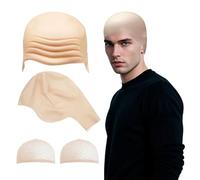 SAIIURV 4 Piezas Gorro Calvo de Látex, Gorro de Cabeza Calva de Piel de Peluca de Disfraz Calvo, Peluca Calva de Látex, Gorra de Calavera Sombrero de Cosplay Carnaval Halloween (Desnudo) (Desnudo)