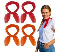 SAIIURV 4 Piezas Pañuelo Cuadrado, Hijab para Mujer, Elegantes Fulares, Bufandas Cuadradas, Pañuelo Cuadrado para el Cuello, Bufanda y Fulares Panuelos, Decoración Gorros Regal (Rojo, Naranja)