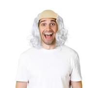 SAIIURV Juego de Pelucas de Abuelo, Blanca Peluca Calva Peluca de Abuelo Disfraz de Abuelo, Halloween Carnaval Cosplay Fiesta, Abuelo Viejo científico Loco Profesor Einstein Blanco Media Calva