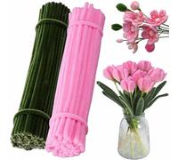 Saijer 200 Piezas Limpiapipas，Limpiapipas Manualidades Verde y Rosa Dos Colores Limpia Pipas para Manualidades para Hacer Tulipanes a Mano y Decoración（6mm x 30cm）
