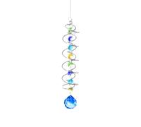 Saijer Atrapasoles Cristal, 45 cm Azul Colgante Carrillon de Viento Cola en Espiral Campanas Viento Cristal Atrapasueños Colgante lágrima para Colgar en Casa, Jardín, Oficina