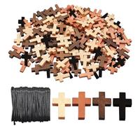 saijer Colgantes Cruz De Madera,200 PCS Cruces De Madera Natural Con Cuerda De Cera De 20M Accesorios De Joyería Con Agujeros Pequeños para Manualidades DIY Pulsera Fabricación De Joyas (201)