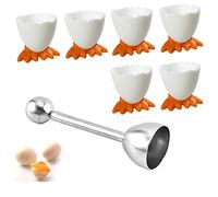 saijer Juego De Hueveras Y Topper De Huevo 6 Tazas De Hueveras Sostenedor Huevos Soporte para Huevos Duros Y Blandos