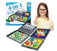Saijer Multifuncional Juego de Mesa, Parchis Magnetico Ludo Magnético Plegable de Viaje Mini Juego de Tablero Juego de Estrategia Clásico Portátil Ajedrez de Serpiente Ajedrez Volador Juego de Viaje