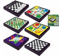 Saijer Snakes and Ladders, 6 in 1 Reisespiele Magnetic Spiel Mini Schach Spielesammlung Kinder reisespiele Magnetisch tragbar Multifunktional Snake Flugschach Faltbar Brettspiele