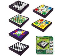 Saijer Snakes and Ladders, 6 in 1 Reisespiele Magnetic Spiel Mini Schach Spielesammlung Kinder reisespiele Magnetisch tragbar Multifunktional Snake Flugschach Faltbar Brettspiele