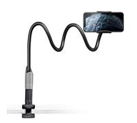 COOLAPA Gooseneck Cell Phone Holder, Universal Clamp Lazy Phone Stand with Flexible Long Arm Bracket Grip for 4.0-6.3 Phones Mobile Stand Baby Monitor for Desk, Bed, Office, Kitchen (Black)