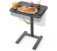 SAIJI Mesa auxiliar de TV estable con ruedas - Mesa de metal resistente para comer en el sofá - Mesa ajustable en altura e inclinación para cama, sofá y sillón relax - Mesa plegable pequeña y portátil