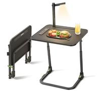 SAIJI Pequeña mesa plegable mejorada, altura e inclinación ajustable, mesa de TV estable, bandejas de TV multifuncionales para comer, trabajar, manualidades en el sofá y en la cama, escritorios para
