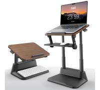 SAIJI Soporte de pie para computadora portátil, elevador estable para laptop con alfombrilla de mouse plegable, escritorio de pie con 4 alturas ajustables de hasta 20.4 pulgadas, soporte para MacBook