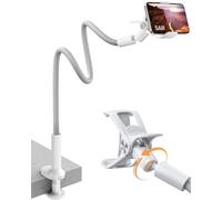 SAIJI Soporte de teléfono de Cuello de Cisne, Soporte Flexible para teléfono con Brazo Perezoso para Cama con Abrazadera Ajustable de 360 Grados, [Exterior de Cuero Mejorado] Soporte para teléfono