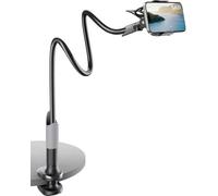 SAIJI Soporte para teléfono móvil con cuello de cisne, giratorio 360°, de manga larga para iPhone 15/14/13/12 Pro, pantalla de 4 a 7 pulgadas (negro)