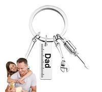 Saiki Llavero para papá - Llavero de martillo - Mini llavero de acero inoxidable con destornillador, llave inglesa, regla, llavero de coche, regalos