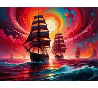 Sailboat 4000 Piece Jigsaw Puzzles for Adults, Colourful, Challenging & Brainteasing Adult Puzzles 4000 Pieces Colorful Sky, Fun jigsaws for The Whole Family 56x34 Inch