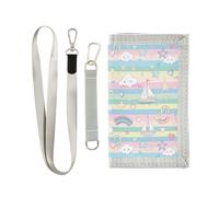 Sailboat Island - Cartera delgada de tres pliegues para mujer, con clip para dinero y cordón, Velero, dibujos animados de isla, 1 size