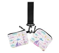 Sailboat Island - Monederos de dibujos animados para mujer, tarjetero, monedero con cremallera y llavero para niñas, 2 piezas de crédito para hombre, Caricatura de velero, isla, Moderno
