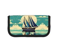 Sailboat Ship Landscape - Estuche pequeño para lápices, estuche estético para lápices, bolsa de almacenamiento para bolígrafos, oficina, Black, Talla única, Organizador de bolsas