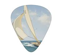 Sailboat Ship Landscape* Paquete de 12 púas para guitarra, sensación cómoda, bordes suaves, abrasión, adecuado para guitarra, ukelele, etc.