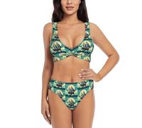 Sailboat Ship Landscape - Traje de baño de 2 piezas para mujer, con parte superior de natación y copa suave, elegante conjunto de playa, Negro, M