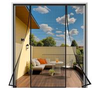 SAILIMAY Mosquitera Puerta Magnética 155x230 cm Negro, Translucida con Doble Apertura Lateral, Cortina Antimosquitos Se Cierra Automáticamente, para Puerta Doble Balcón Patio Exterior