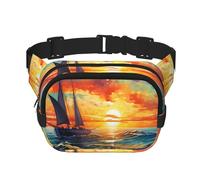 Sailing and Sunset Fitness - Bolsa de hombro de viaje moderna e informal, riñonera cuadrada de doble capa, color negro, talla única, Negro, One Size