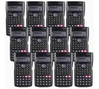 Saillong 12 paquetes de calculadora científica de ingeniería de 2 líneas, calculadora de matemáticas de fracciones de función negra para secundaria, escuela secundaria, aula, estudiante y profesor