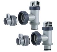 Saillong 2 válvulas de émbolo de piscina y adaptador de manguera tipo B de 1.25 a 1.5 pulgadas compatible con piezas de repuesto de piscina Intex, piezas de válvula de cierre con juntas para bomba de