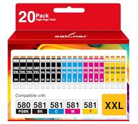 Sailner PGI-580 CLI-581 XXL - 20 P Cartuchos de Tinta compatibles para Canon 581 580 XXL para TS6150, TS6350, TS8350 TS6151 TS8150 TR8550 TR7550 TS8151 TS9150 PGBK Negro Magenta Amarillo Cian